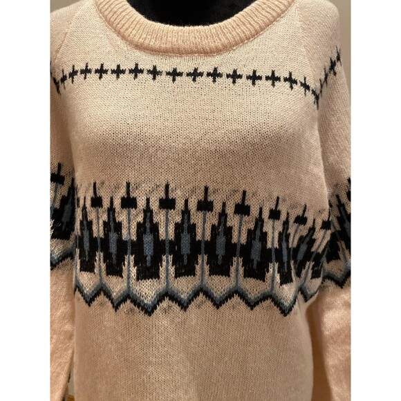 Sweater Dress Size XL Cream Blue Fair Isle Design Loose Knit Lightweight Stylish - Picture 5 of 12